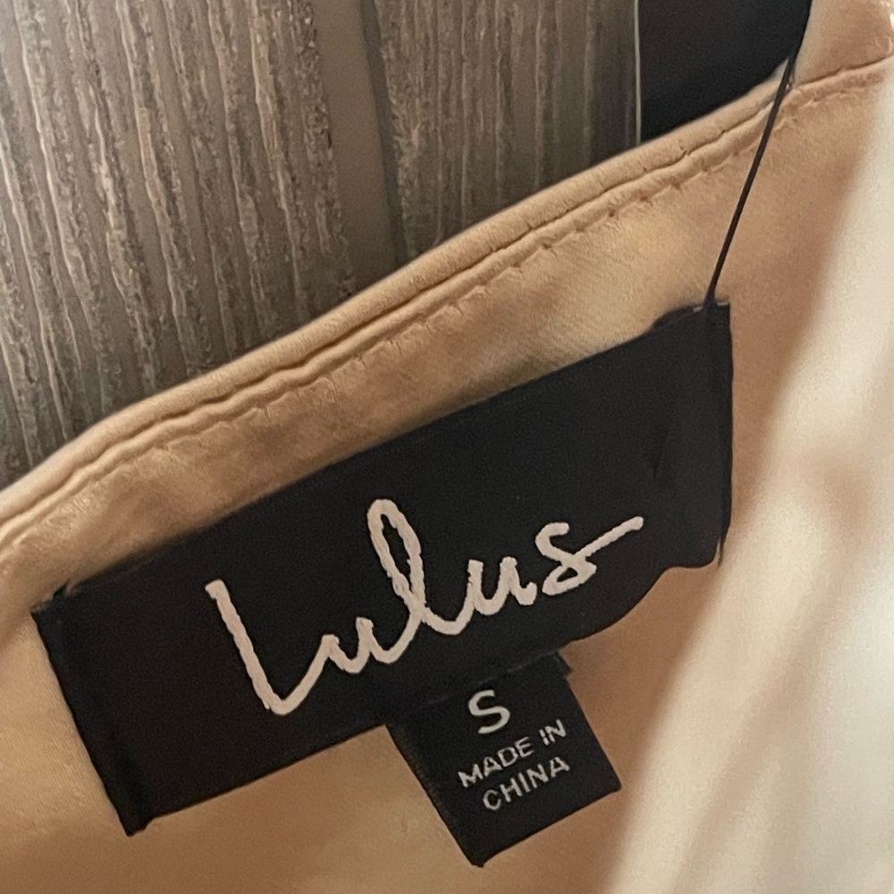 Lulu's Luxe'd Out Champagne Satin Cropped Tank Top in Champagne Size S NWT - Picture 10 of 10